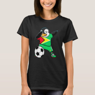 Dabbing Penguin Guyana Soccer Fläkt Jersey Flagga T Shirt