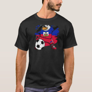 Dabbing Penguin Haiti Ocer Fläkt Jersey Flagga Foo T Shirt