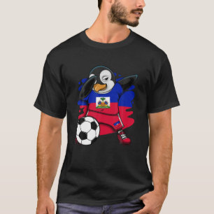 Dabbing Penguin Haiti Ocer Fläkt Jersey Flagga Foo T Shirt