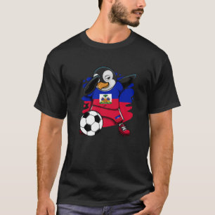 Dabbing Penguin Haiti Ocer Fläkt Jersey Flagga Foo T Shirt