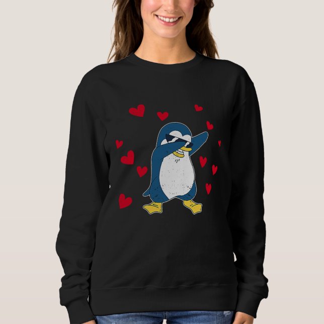 Dabbing Penguin Heart Valentine's Day Zoo Animal B T Shirt (Framsida)