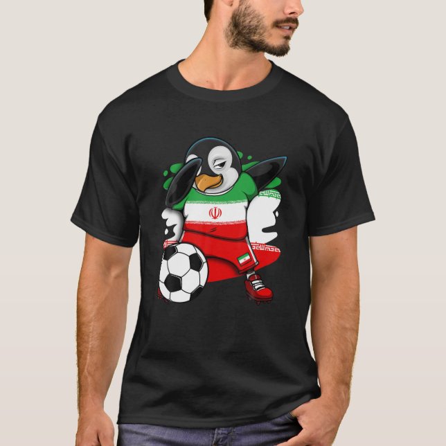Dabbing Penguin Iran Soccer Fans Jersey Football L T Shirt (Framsida)