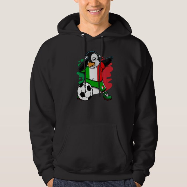 Dabbing Penguin Italien Ocer Fläkt Jersey Flagga F Hoodie (Framsida)