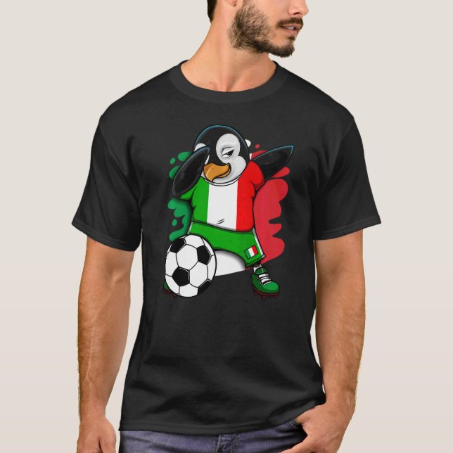 Dabbing Penguin Italien Ocer Fläkt Jersey Flagga F T Shirt (Framsida)