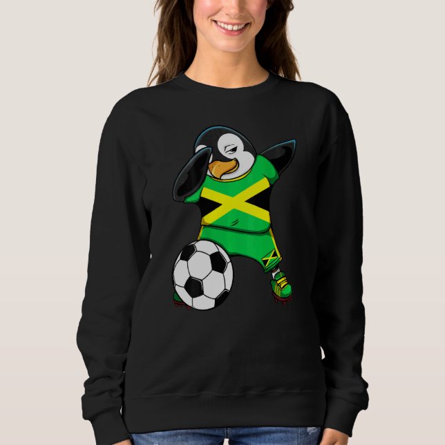 Dabbing Penguin Jamaica Soccer Fläkt Jersey Footba T Shirt (Framsida)