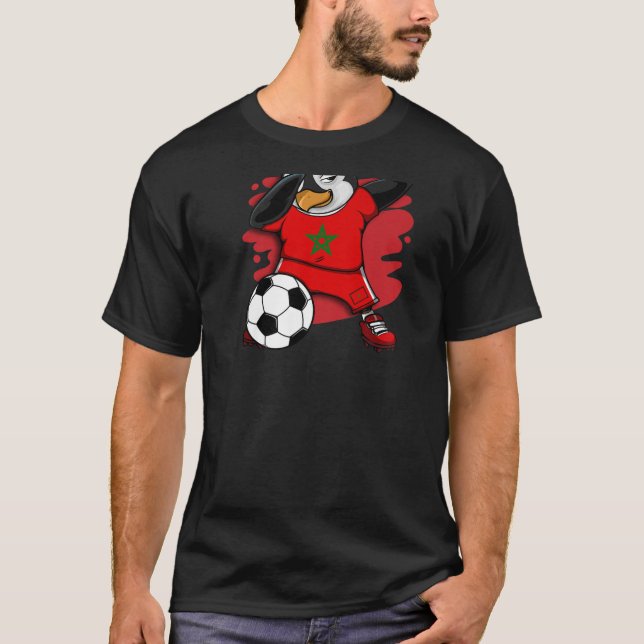 Dabbing Penguin Marockos fotboll Fläkt Jersey T Shirt (Framsida)