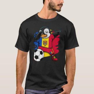 Dabbing Penguin Moldova Fotbal Fläkt Jersey T Shirt