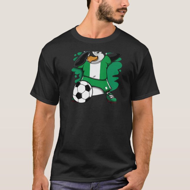 Dabbing Penguin Nigeria Ocer Fläkt Jersey Footbal T Shirt (Framsida)