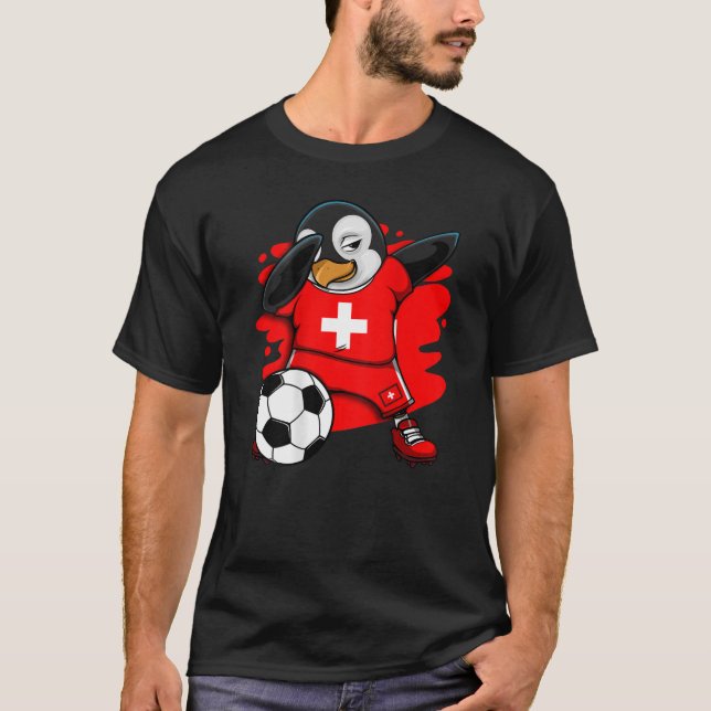 Dabbing Penguin Schweiz Ocer Fläkt Jersey Foot T Shirt (Framsida)