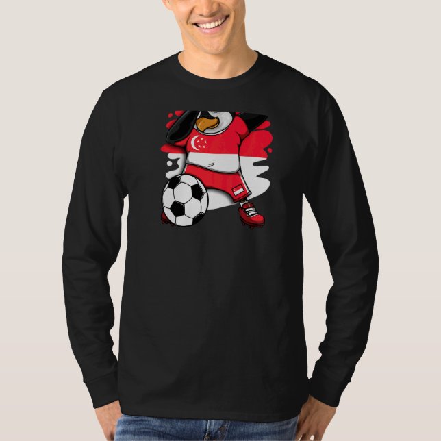 Dabbing Penguin Singapore Soccer Fläkt Jersey Foot T Shirt (Framsida)