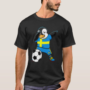 Dabbing Penguin Sverige Fotboll Fläkt Jersey T Shirt