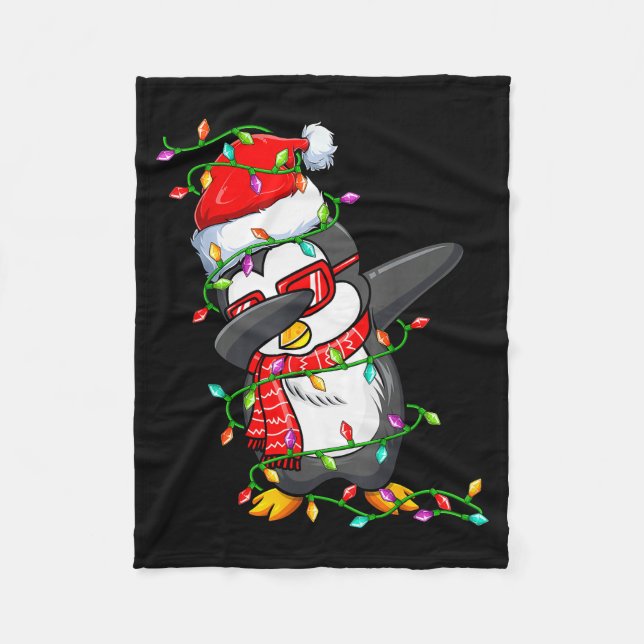 Dabbing Penguin Wearing Santa Hat - Penguin Lover  Fleecefilt (Framsidan)