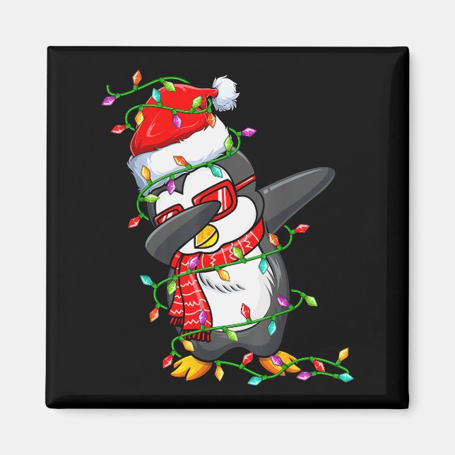 Dabbing Penguin Wearing Santa Hat - Penguin Lover  Magnet (Framsidan)