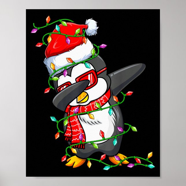 Dabbing Penguin Wearing Santa Hat - Penguin Lover  Poster (Framsidan)