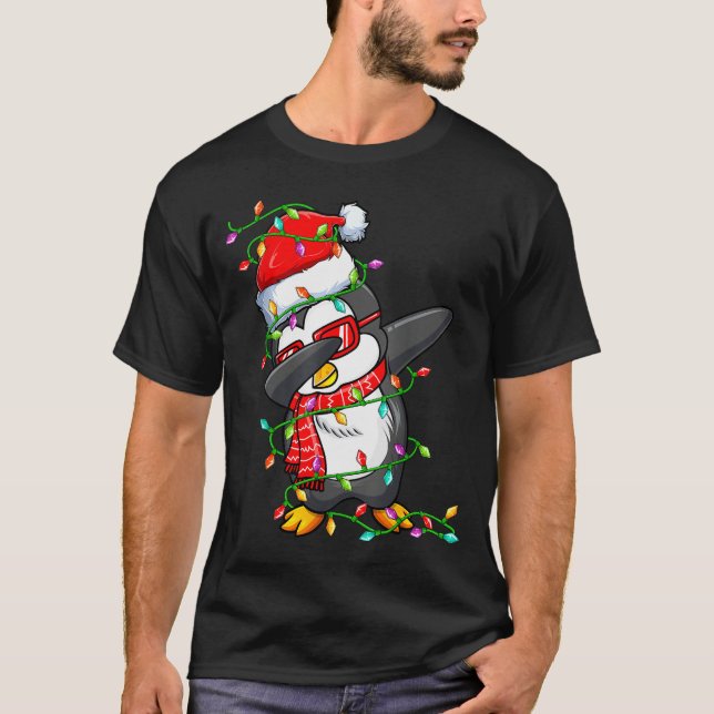 Dabbing Penguin Wearing Santa Hat - Penguin Lover  T Shirt (Framsida)