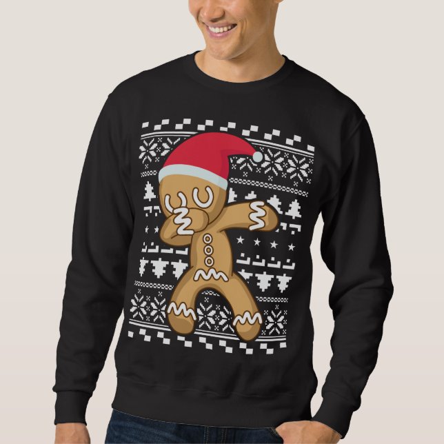 Dabbing Pepparkaksgubbe Ugly jul Sweater Lång Ärmad Tröja (Framsida)
