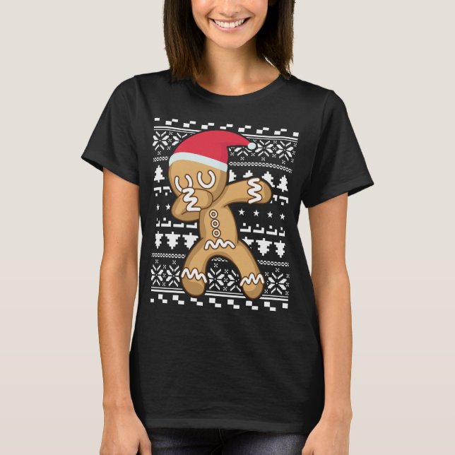 Dabbing Pepparkaksgubbe Ugly jul Sweater T Shirt (Framsida)