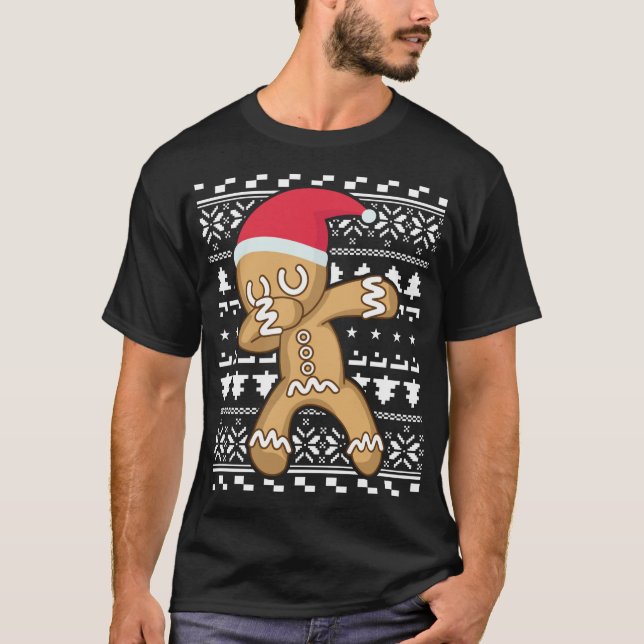 Dabbing Pepparkaksgubbe Ugly jul Sweater T Shirt (Framsida)
