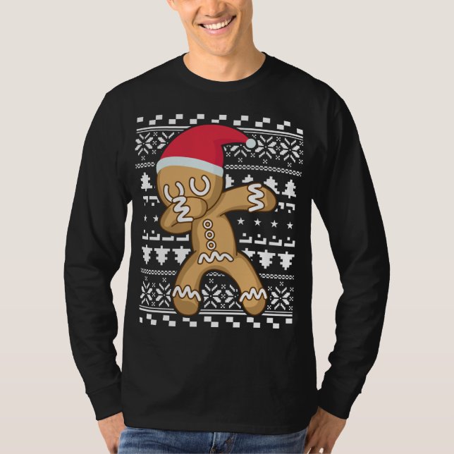 Dabbing Pepparkaksgubbe Ugly jul Sweater T Shirt (Framsida)