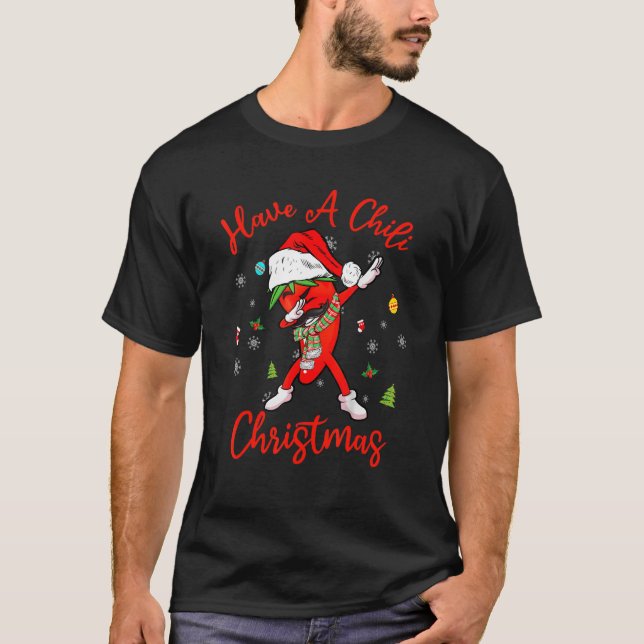 Dabbing Pepper har en chili-jul, Ugly Julafton Fu T Shirt (Framsida)