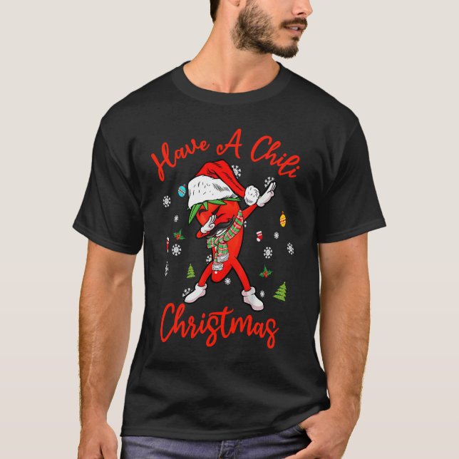 Dabbing Pepper Have A Chili Christmas Ugly Xmas T Shirt (Framsida)