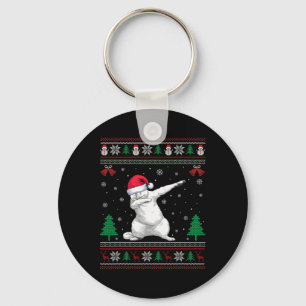 Dabbing Persian Cat Santa Hat Boys Girls Kids Chri Nyckelring