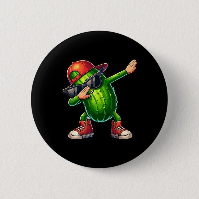 Dabbing Pickle Dancing Cucumber Älskare Funny Pick Knapp (Framsida)