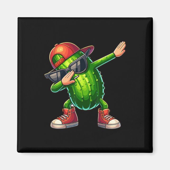 Dabbing Pickle Dancing Cucumber Älskare Funny Pick Magnet (Framsidan)
