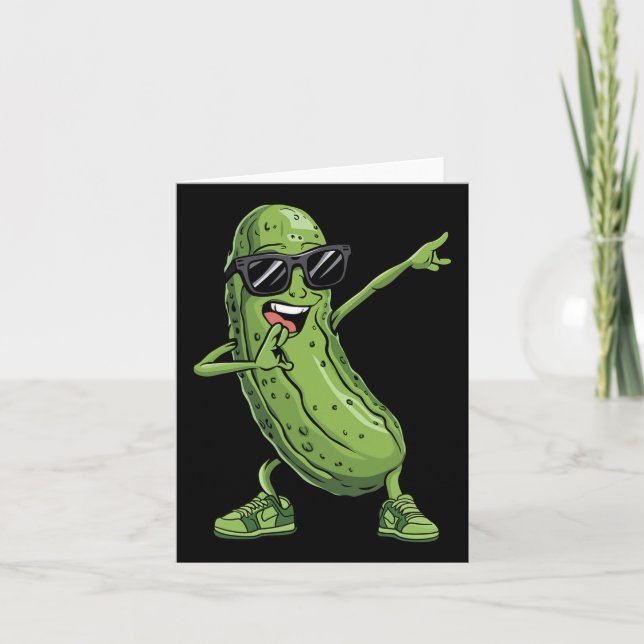 Dabbing Pickle Dancing Cucumber Funny Sungl Produc Kort (Framsida)