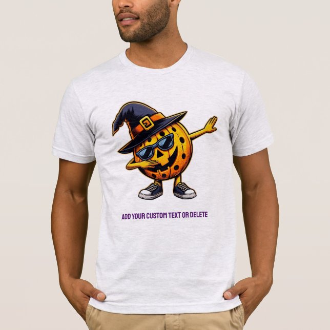 Dabbing Pickleball Pumpkin Halloween Sports T Shirt (Framsida)