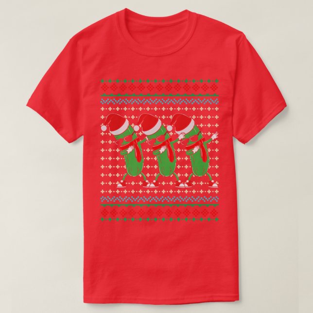 Dabbing Pickles with Santa Hat - Vegan-jul T Shirt (Design framsida)