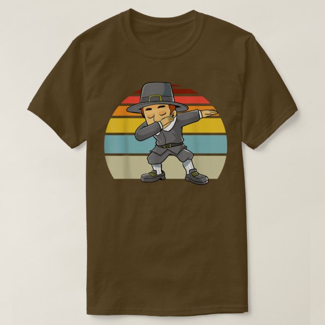 Dabbing Pilgrim Thanksgiving Retro Boys Kids Toddl T Shirt (Design framsida)