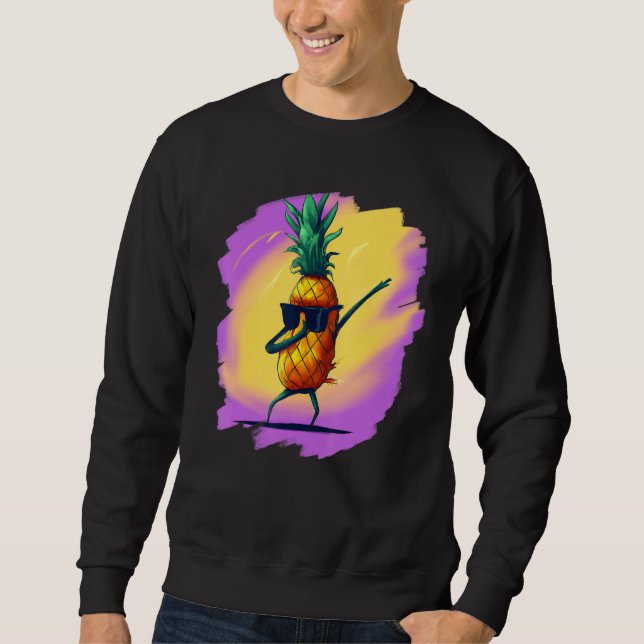 Dabbing Pineapple Aloha Sunglasses Beach Dance Haw Lång Ärmad Tröja (Framsida)