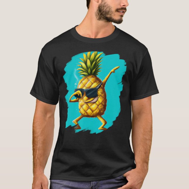 Dabbing Pineapple Aloha Sunglasses Beach Dance Haw T Shirt (Framsida)