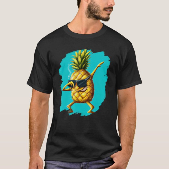 Dabbing Pineapple Aloha Sunglasses Beach Dance Haw T Shirt (Framsida)