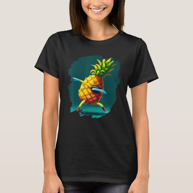 Dabbing Pineapple Aloha Sunglasses Beach Dance Haw T Shirt (Framsida)
