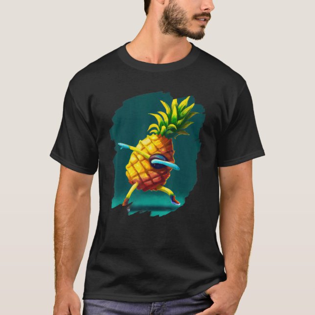 Dabbing Pineapple Aloha Sunglasses Beach Dance Haw T Shirt (Framsida)