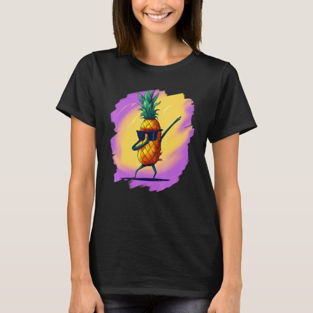 Dabbing Pineapple Aloha Sunglasses Beach Dance Haw T Shirt (Framsida)