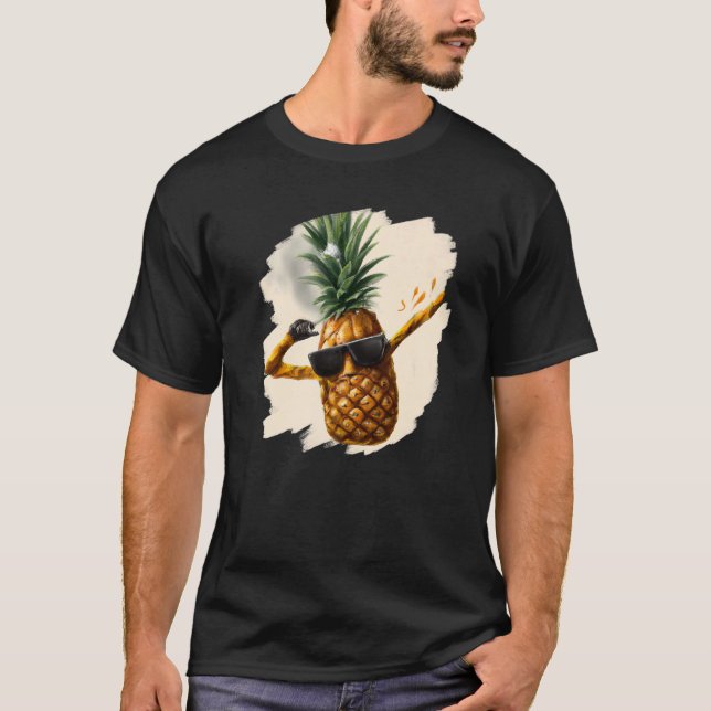 Dabbing Pineapple Aloha Sunglasses Beach Dance Haw T Shirt (Framsida)