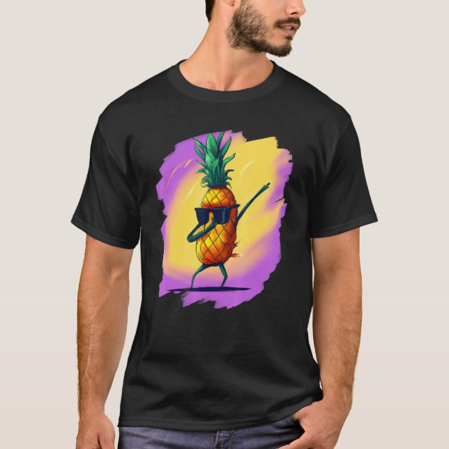 Dabbing Pineapple Aloha Sunglasses Beach Dance Haw T Shirt (Framsida)