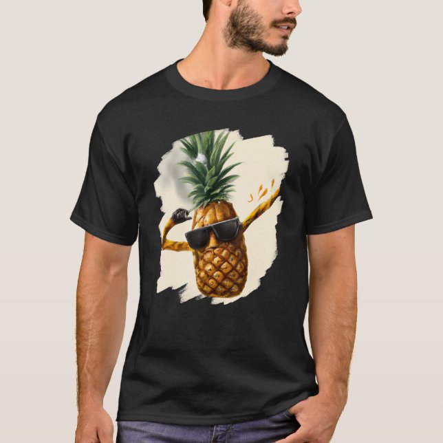 Dabbing Pineapple Aloha Sunglasses Beach Dance Haw T Shirt (Framsida)