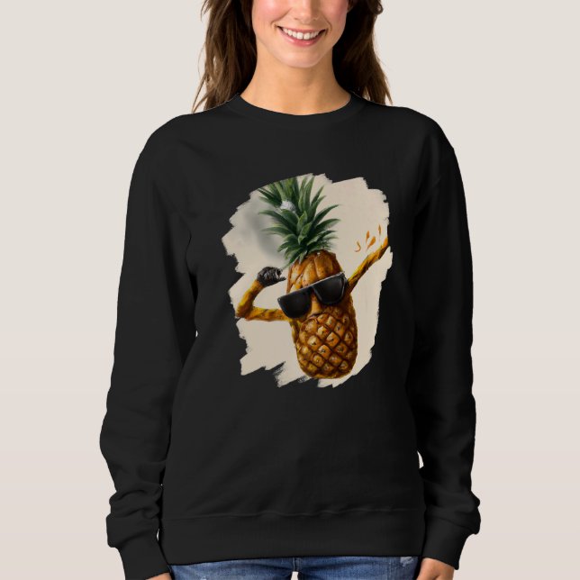 Dabbing Pineapple Aloha Sunglasses Beach Dance Haw T Shirt (Framsida)