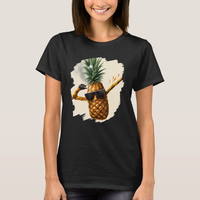 Dabbing Pineapple Aloha Sunglasses Beach Dance Haw T Shirt (Framsida)