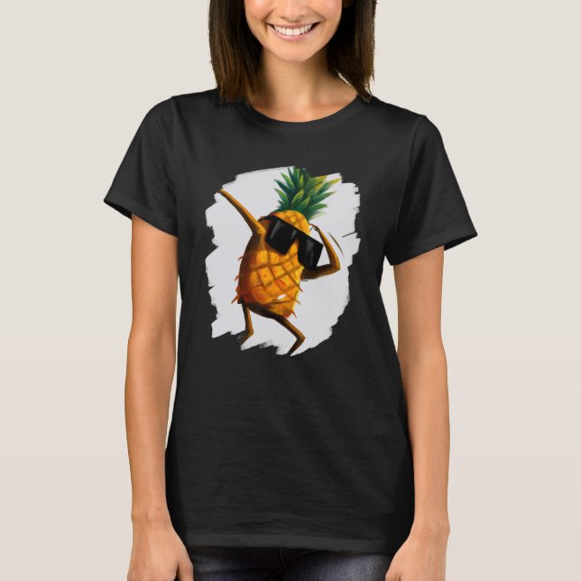 Dabbing Pineapple Aloha Sunglasses Beach Dance Haw T Shirt (Framsida)