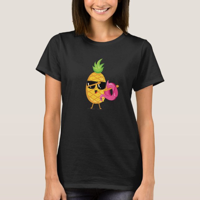 Dabbing Pineapple Flamingo Flyter Aloha Beacher Ha T Shirt (Framsida)