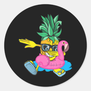 Dabbing Pineapple Flamingo Flyter Aloha Beacher Runt Klistermärke