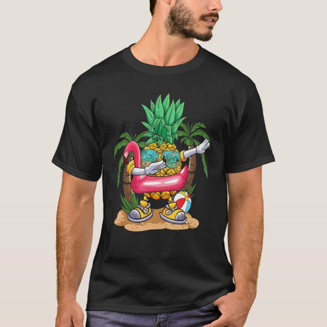 Dabbing Pineapple Flamingo Flyter stränderna Summe T Shirt (Framsida)