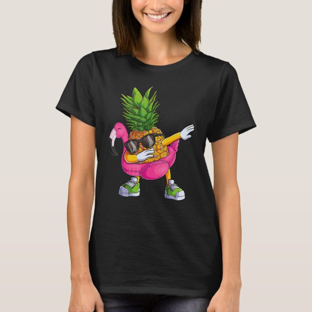 Dabbing Pineapple Flamingo Tropical aloha Beach Ha T Shirt (Framsida)