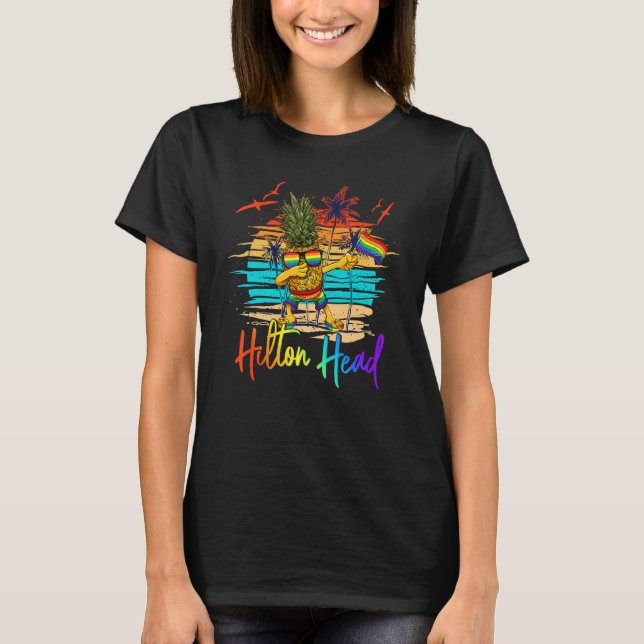 Dabbing Pineapple Gay pride Lgbt Hilton Head Sång T Shirt (Framsida)