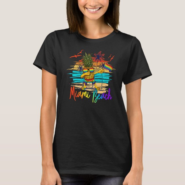 Dabbing Pineapple Gay pride Lgbt Miami Florida Sum T Shirt (Framsida)